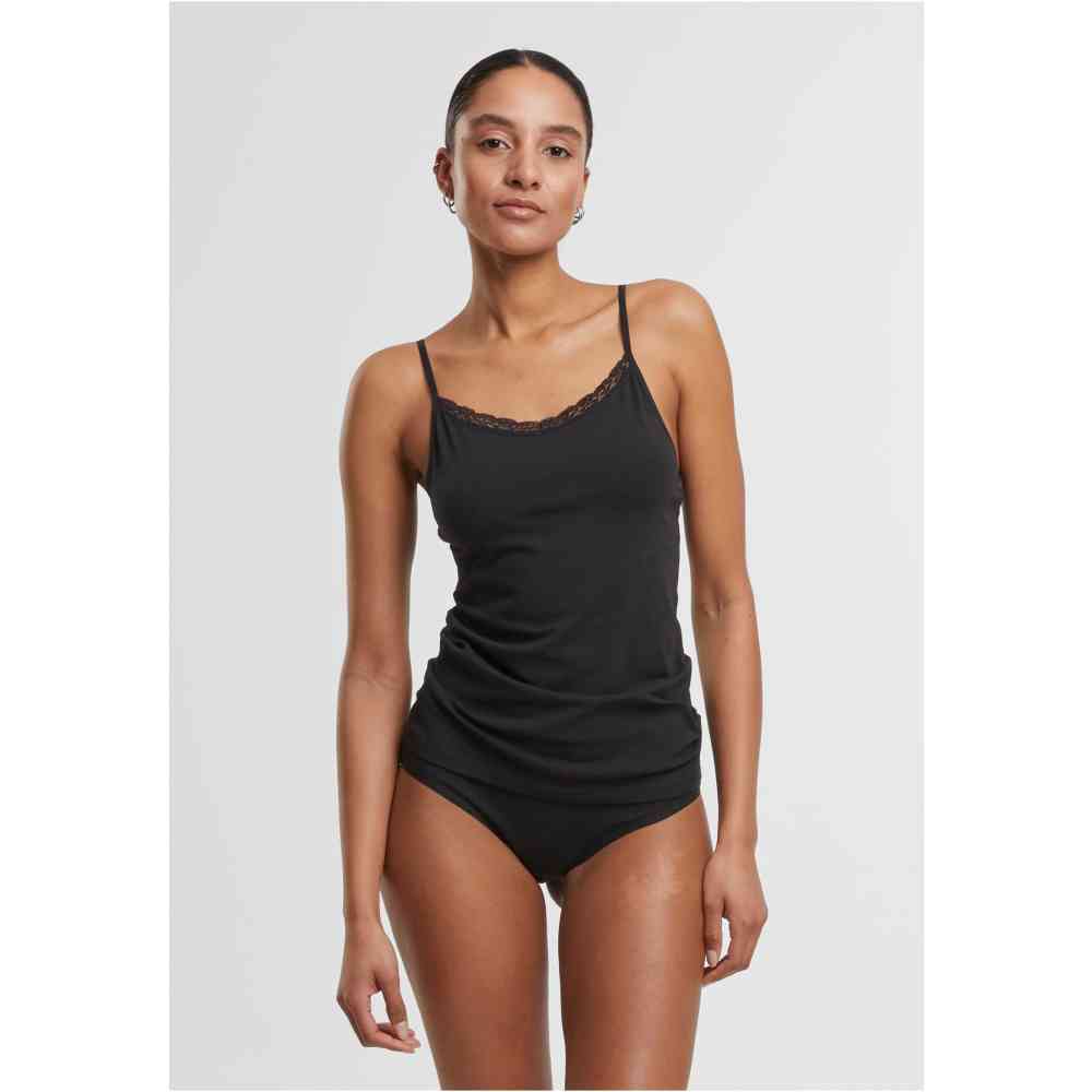 Urban Classics - Cotton Lace 2Pack Tanktop - Black/Black